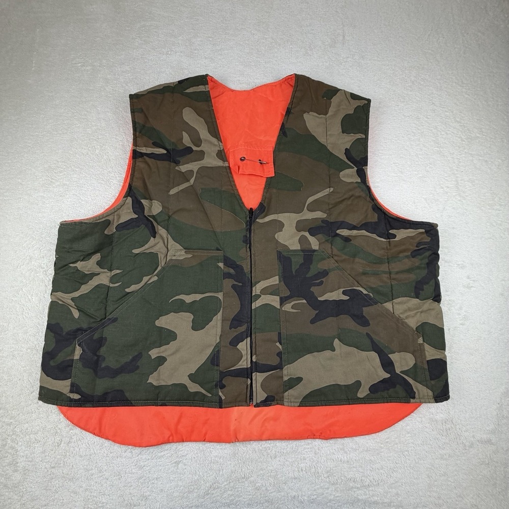 Vintage Camo Orange Reversible Boxy Vest Jacket‎ XL- Unbranded